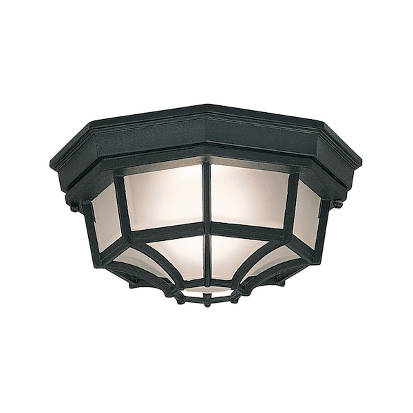 Designers Fountain Parsons 1-Light Black Outdoor Flush Mount Light with Frosted Glass Shade 2067-BK - main